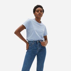 Everlane The Organic Cotton Box-Cut Tee / Light Heather Blue / Small